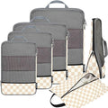 BAGAIL 4 Set/6 Set/8 Set Compression Packing Cubes Travel Accessories Expandable Packing Organizers (Half Mesh, 6-Khaki Checkered) by BAGAIL