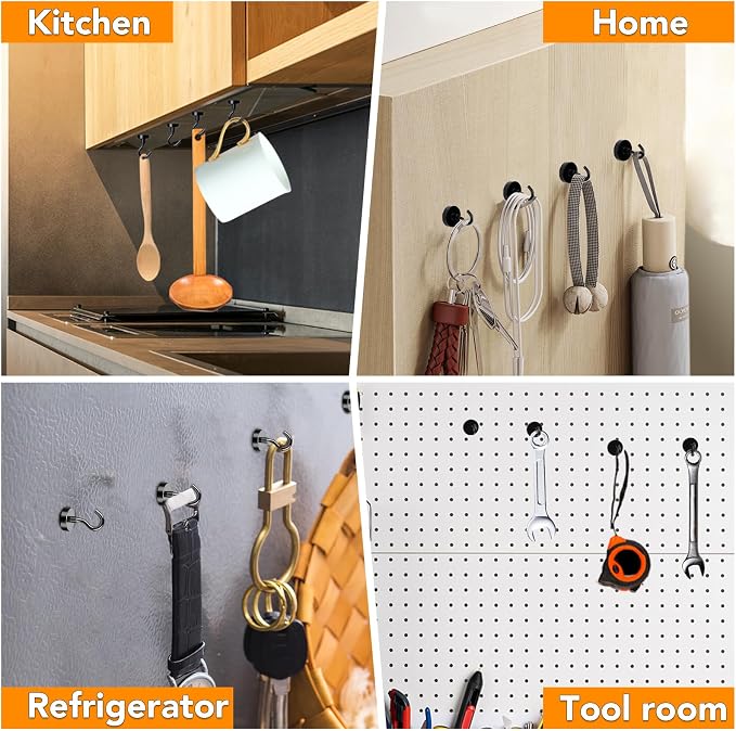 Black Magnetic Hooks Heavy Duty 30 LBS Strong Magnets for Cruise | 6 Pcs Neodymium Earth Magnets with Hooks for Hanging Super Metal Industrial Magnetic Hanger for Grill Cruise Storage - Image 6