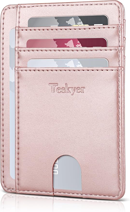 Teskyer Slim Minimalist Wallet for Men, RFID Front Pocket Card Holder | Ultra Slim Front Pocket Design, 8 Card Slots, RFID Protection, Smooth Faux Leather for Everyday Carry by TESKYER
