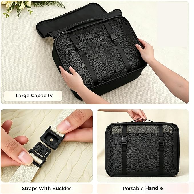 6 Set Packing Cubes, Luggage Packing Organizers for Travel Accessories, Carry on Suitcase Organizer Bags, Travel Essentials Luggage Accessories for Cruise Ship (Black) - Image 7