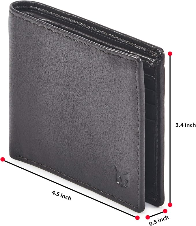 Real Leather Mens Bifold Wallet RFID Blocking Slim Minimalist Front Pocket - Thin & Stylish with ID Window in Gift Box (Nappa, Dark Chocolate) - Image 2
