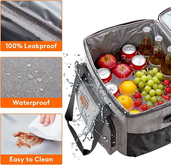Lifewit Medium Lunch Bag Insulated Lunch Box Soft Cooler Cooling Tote for Adult Men Women, Gray 48-Can (33L) - Image 4