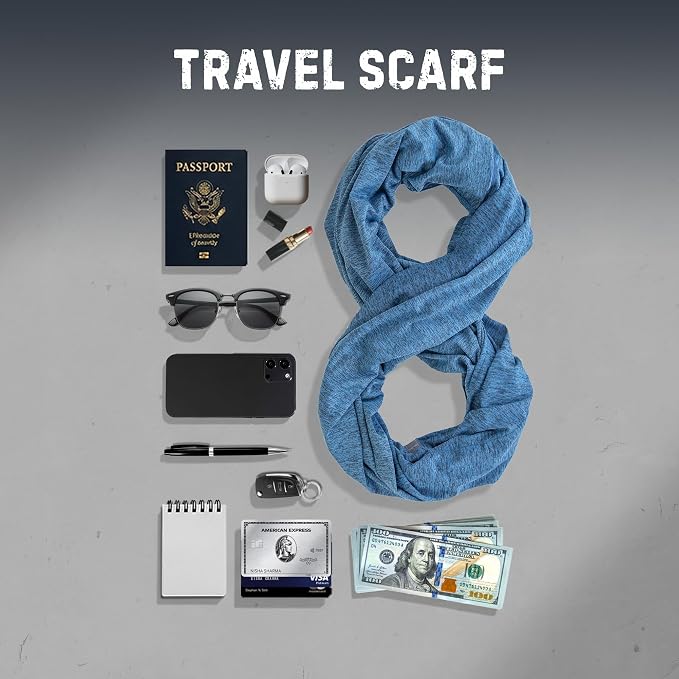 Zero Grid Infinity Travel Scarf Loop with Hidden Zipper Pockets for Passport, Phone, Cash, Cards - Image 7