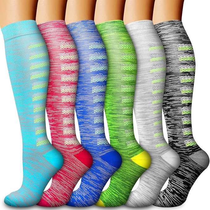 Compression Socks for Women & Men Circulation(6 pairs)-Graduated Supports Socks for Running, Athletic Sports by LaiteHebe