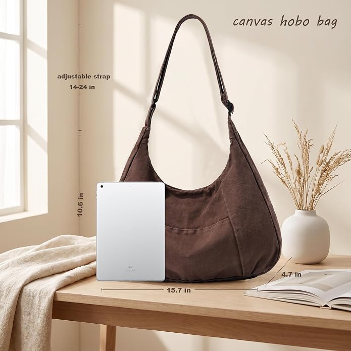 Canvas Hobo Crossbody Tote Bag for Women and Men Messenger Bags | Canvas Tote Bag With Zipper,Canvas Crossbody Bag,Canvas Hobo Bag,Shoulder Bag for Women,Travel Work College Purse Handbag - Image 4