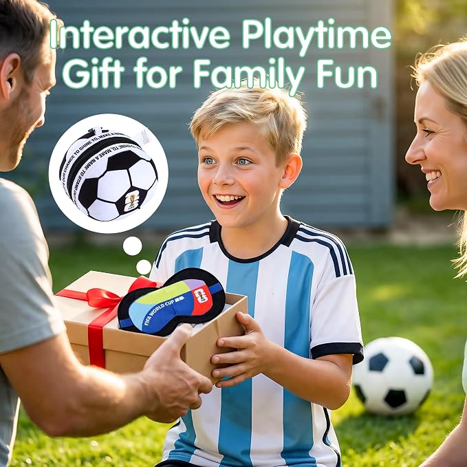 MESUCA FIFA World Cup 2026 Travel Pillow with Eye Mask, Soccer Ball Design Toy Plush 2-in-1 Neck Pillow, Ideal for Car, Airplane, Train Journeys, Kids Gift, FIFA World Cup 2026 Merchandise - Image 5