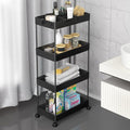 4 Tier Rolling Cart with Wheels, Storage Craft Art Trolley Organizer Serving, 3 Hanging Baskets Easy Assembly, for Office, Living Room, Kitchen by Home