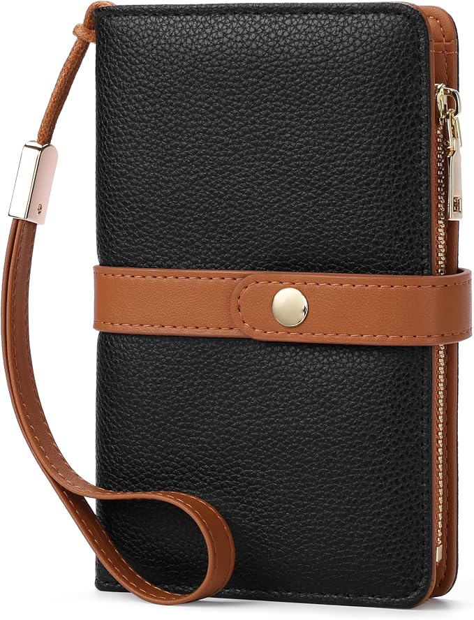 Small Wallet Women RFID Blocking Vegan Leather Slim Thin Bifold Credit Card Wallet Passport Holder Ladies Travel Wallet Mini Purse with Zipper Pocket by YJ-NEFELI