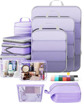 Veken 11 Set Compression Packing Cubes Garment Bags for Travel Essentials,Compressible Expandable Luggage Organizer Bags for Clothing,Space Saver Bags with Over 1000 pcs of Mesh Holes(Light Purple) by Veken