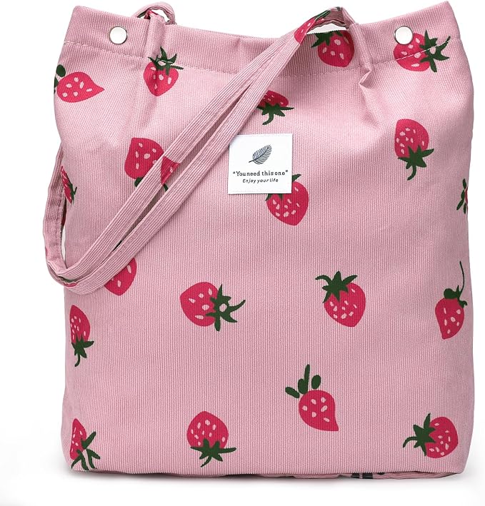 LHMTQVK Corduroy Tote Bags for Women, Large Capacity Tote Purse Reusable Grocery Shoulder Bag with Inner Pockets by LHMTQVK