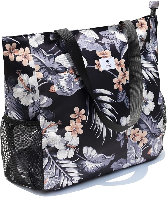 ESVAN LARGE BEACH BAG Water Resistant Lightweight 20 inch Women Oversize Tote Bag for Gym Beach Travel Pool Yoga Nurse - Image 8