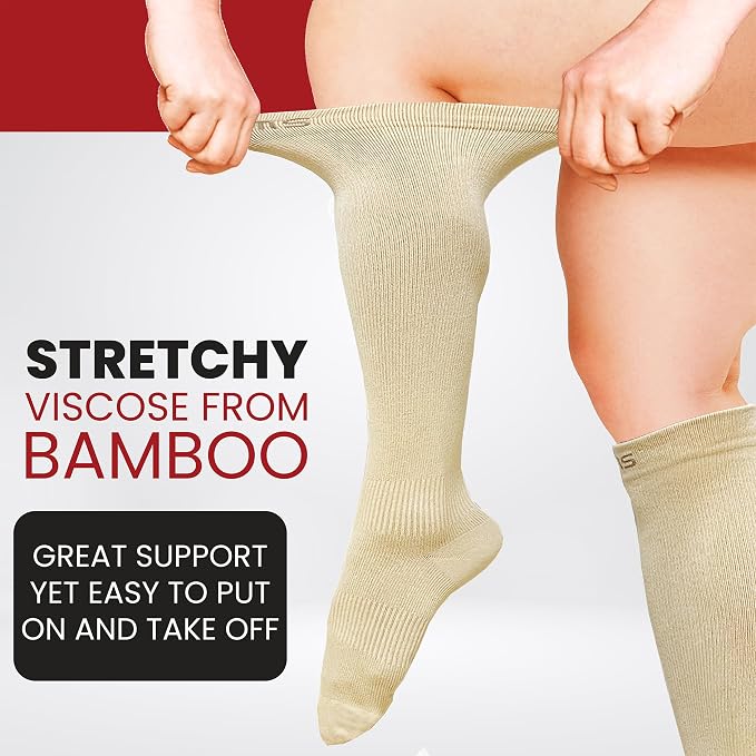 BAMS Plus Size Compression Socks Wide Calf XL XXL XXXL – Graduated Knee-High Support, Viscose from Bamboo Easy-On/Easy-Off - Image 3