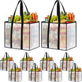 Reusable Grocery Bags, Clear Shopping Bags, 10 Pack, 42L | Heavy-duty, 66-lb capacity, reinforced handles, stands upright, foldable, water-resistant, wipe-clean, visible contents by Unknown