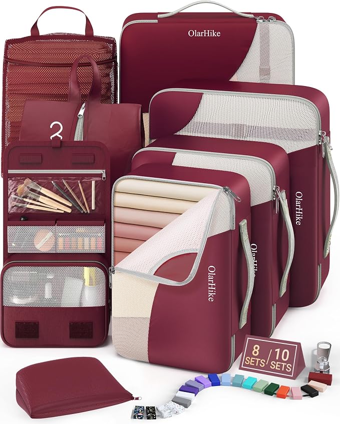 OlarHike 8 Set Packing Cubes for Travel,Gifts for Women Mom,Anti-Tearing Suitcase Organizer,with Over 1000 pcs Mesh Holes,Vacation Essentials & Accessories for Cruise Ship by OlarHike