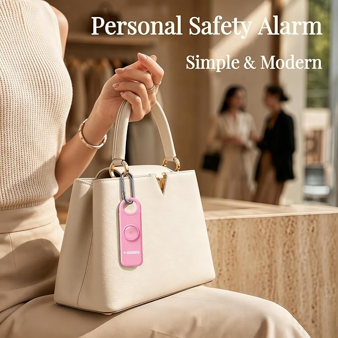 Rechargeable Personal Safety Alarm for Women | 130dB Loud Siren & Strobe Light & Low Battery Notice, Emergency Keychain Alarm for Self Defense (Baby Pink) - Image 3