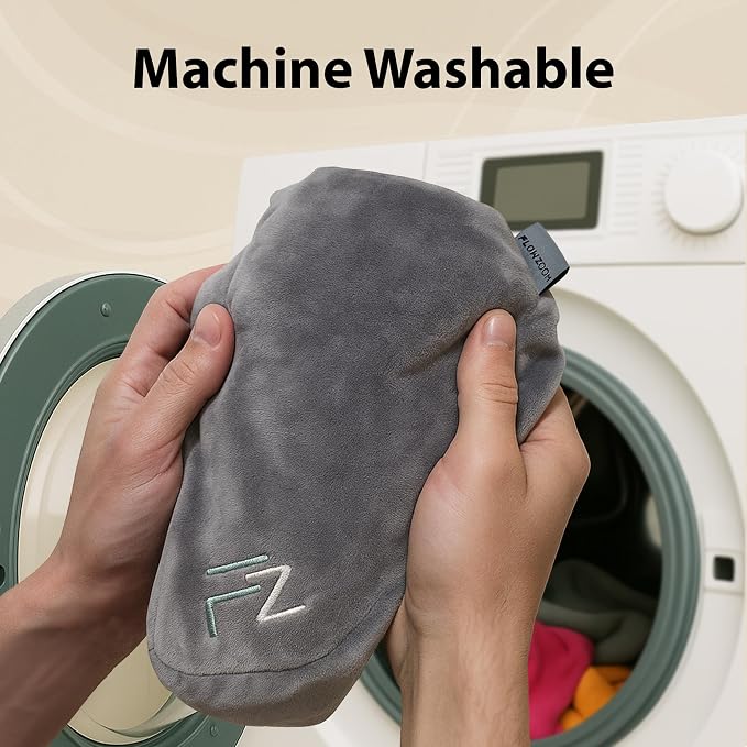 FLOWZOOM Air Inflatable Neck Pillow for Traveling on Plane - H-Shape Hooded Travel Pillow with 5 Snooze Modes, Fast Inflation, Pressure Control, Cozy Clip-On Hood & Plushy Cover - Size L, Silver Gray - Image 9