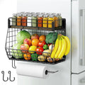 Magnetic Spice Rack for Fridge with Paper Towel Holder 2 Hook, Fruit Basket | Kitchen Storage and Organizer, Full‑Enclosed Magnetic Shelf 33 lbs for Laundry, Pantry, Coffee Bar and RV by CCWOFF