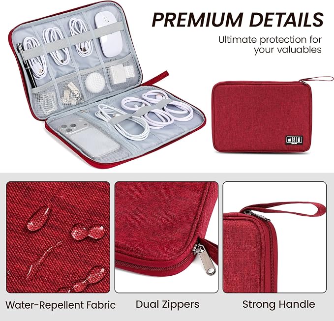 Cable Organizer Bag, Electronics Organizer Case for Tech Accessories | Store chargers, cables, power banks and adapters with elastic loops, mesh pockets and organized compartments for travel. - Image 3
