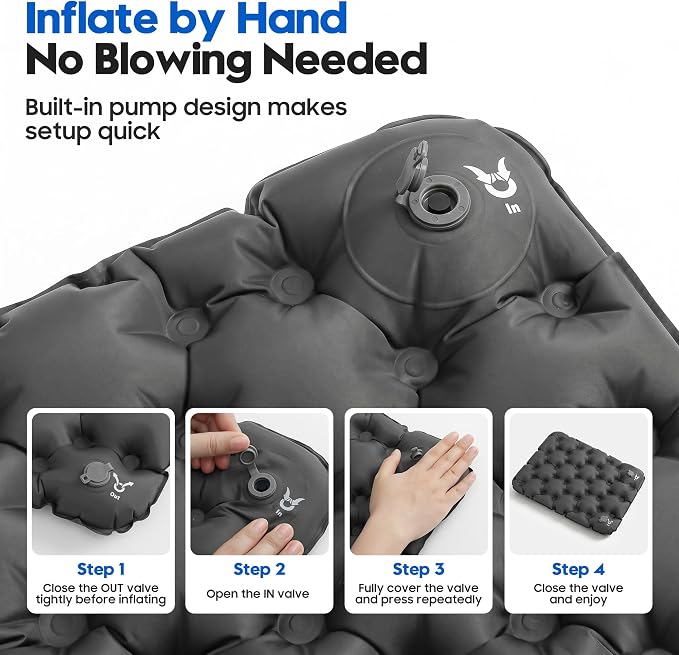 Inflatable Seat Cushion for Stadium & Travel, Built-in Pump Portable Air Seat Pad, Waterproof Bleacher Cushion for Air Travel, Camping, Soccer Games & Outdoor Events - Image 3