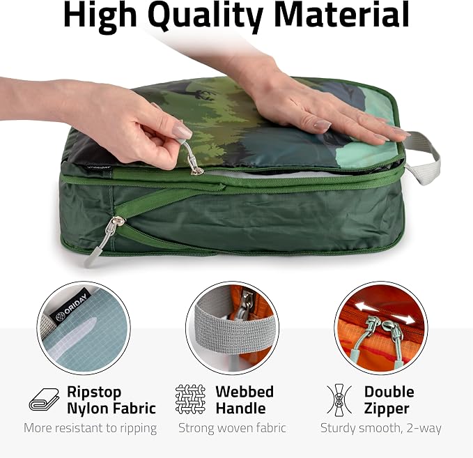 Set of 8 compression packing cubes for travel accessories- Expandable bags for clothing, toiletry, backpacks, organizing essentials (Holiday) - Image 4