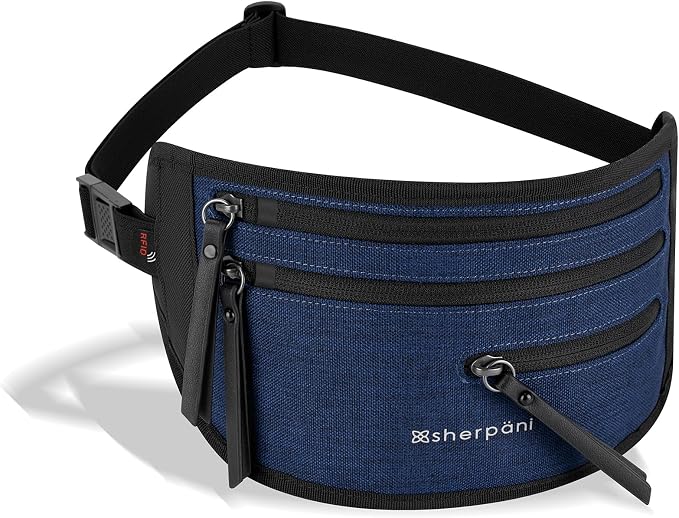 Sherpani Jett, Travel Money Belt, Secure Waist Bag, Slim Passport Holders, Blocking Hidden Wallet Belt Bag, Fanny Pack for Women, Travel Gift, RFID Protection (Indigo Lite) - Image 7