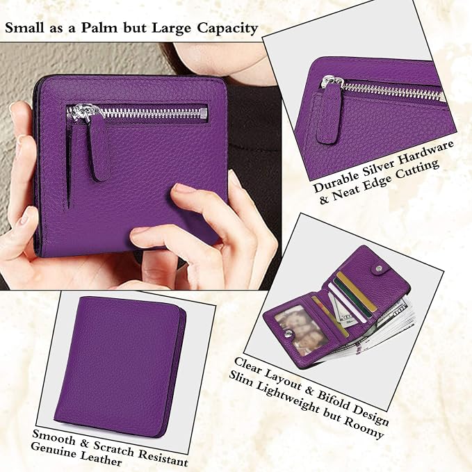 Small Leather Wallet for Women, Ladies Credit Card Holder RFID Blocking Women's Mini Bifold Pocket Purse - Image 3