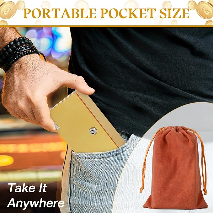 Acrylic Cash Box for Gambler Pocket Sized, Sparkling Glitter Gold Winners Bank for Casino, Control Gambler, Compact Portable Secure Money Organizer Safe Lock Box with 2 Keys&Storage Bag,1 PC - Image 5