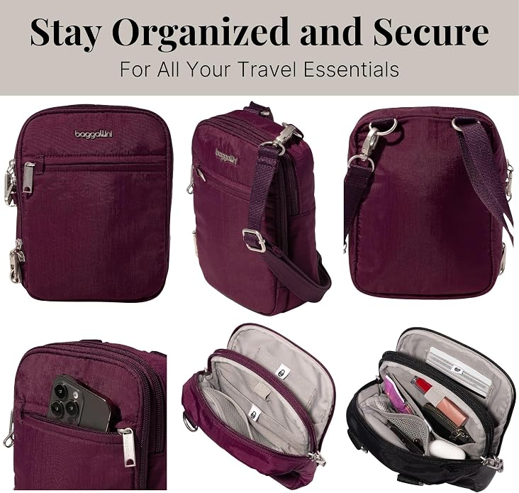 Baggallini Securtex® Anti-theft Mini Everything Crossbody Bag, 6.3"x8.25" Rfid, Locking Zippers & Cut-resistant Strap - Image 5