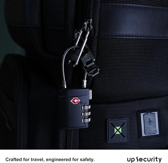 TSA Locks for Luggage, Small Padlock Combination, Luggage Locks TSA Approved, Combo Padlocks with Cable for Suitcase, Gym Locker, Backpack, Gun Case, Bag Zipper, Tool Box (Black+Black) - Image 7
