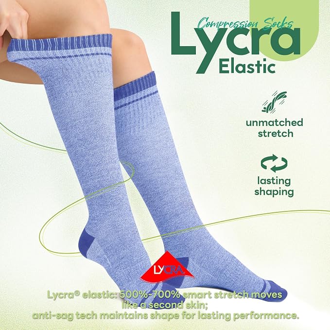 Compression Socks Women & Men, 15-20 mmHg Bamboo Viscose Knee High Soft Support for Flying Travel Daily - Image 4