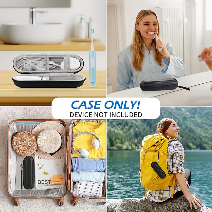 Toothbrush Travel Case for Oral B/Oral-B Pro 1000 1500 5000 7000 & Philips Sonicare 4100 1100 5300 5100 6100/iO Electric Toothbrush, Hard Protective Storage Bag (Black) - Image 4