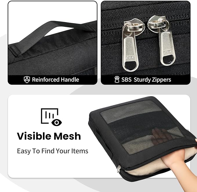 Compression Packing Cubes for Travel, Lightweight Vacation Travel Essentials, Travel Accessories for Suitcase Organizer Bags Set, Durable Luggage Organizer - Image 5