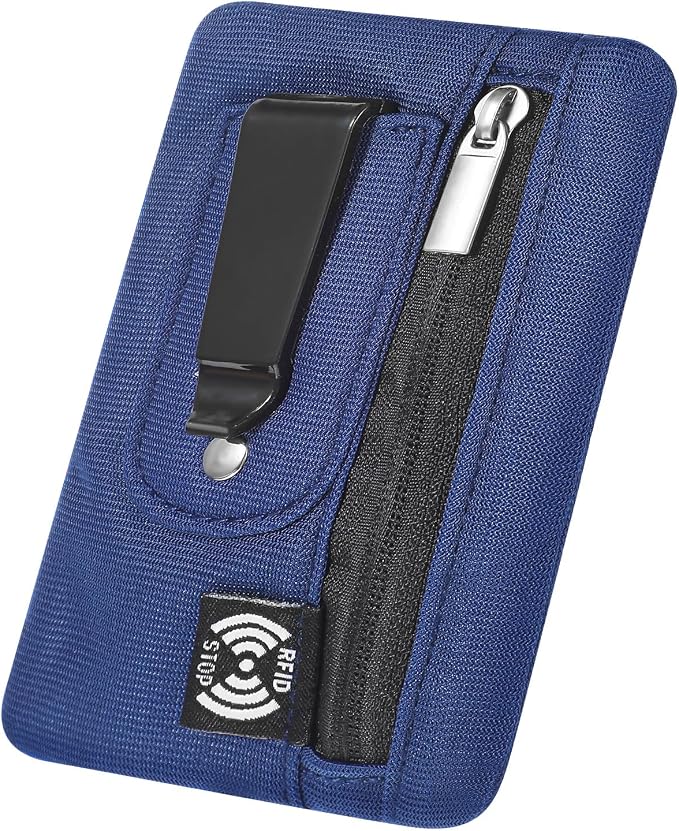 Money Clip, RFID Belt Wallet Travel Wallet Blocking Clip Pocket for Cards Pickpocket Hidden Clips Stash Credit Card Holder Compact Thin Anti-Theft for Traveling(Dark Blue) by Unknown