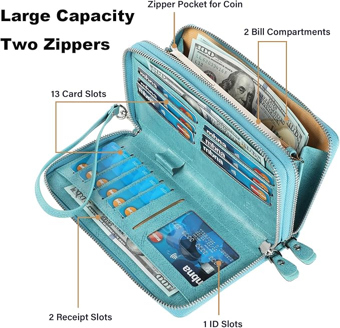 Small Compact Women Wallet RFID Blocking Genuine Leather Bifold Purse with ID Windows - Image 4