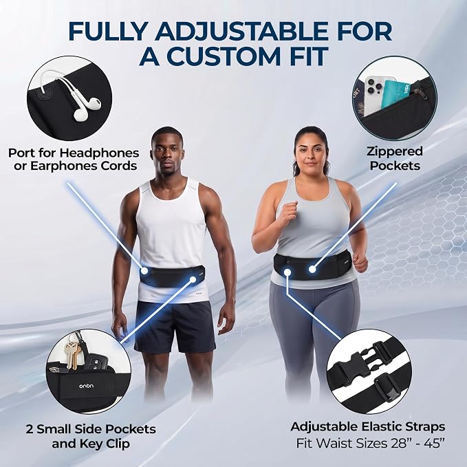 The Belt of Orion Running Belt, No-Bounce Waist Pack, 3 Pockets | Running Belt, No-Bounce Fit, 3 Zippered Pockets, Adjustable, For Running, Workouts & Hiking 9x3.5in - Image 6