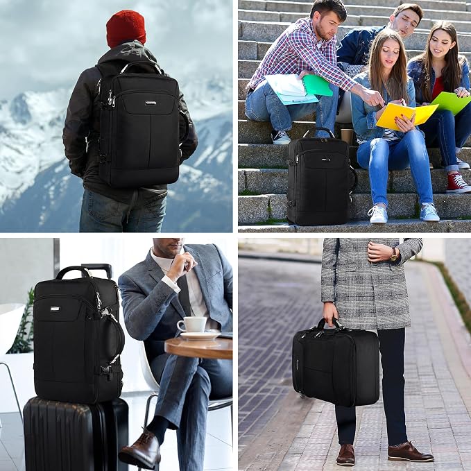 VECKUSON 30L Carry-On Backpack - TSA Approved for Flights, RFID Anti-Theft, Fits 17.3" Laptop, 19.7x13x6in, Heavy-Duty Weekender for Men/Women (Black) - Image 7