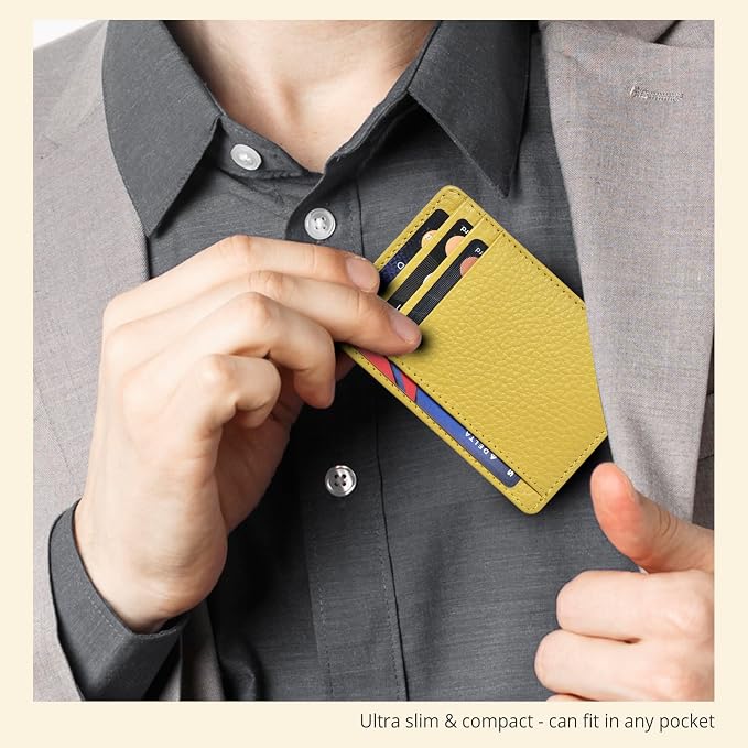 Slim Minimalist Leather Wallet RFID Blocking Front Pocket Card Holder - Image 6