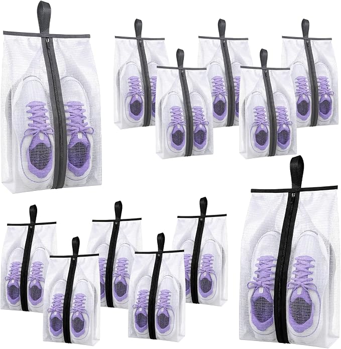 12 Pcs Shoe Bags for Travel, Waterproof Travel Shoe Bag with Zipper & Handle Portable Shoe Storage Bag Portable Boots Organizer for Men Women by Unknown