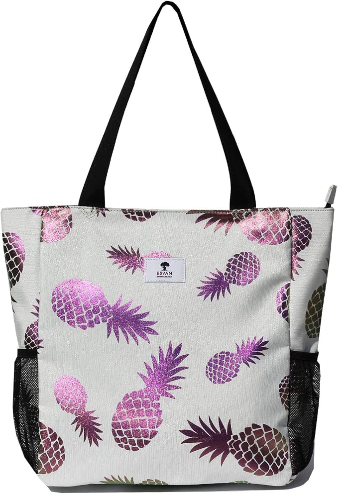 ESVAN Original Floral Water Resistant Large Tote Bag Shoulder Bag for Gym Beach Travel Daily Bags Upgraded - Image 5