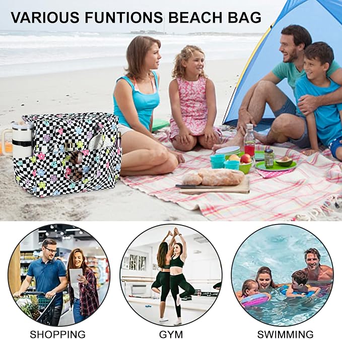 Bluboon Beach Bags for Women, Large Waterproof Tote Bag With Wet Compartment for Pool Weekender Travel Gym - Image 6
