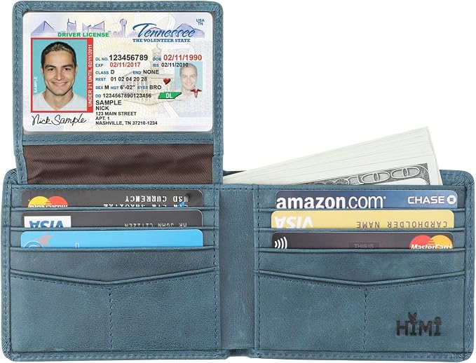 HIMI Wallet for Men-Genuine Leather RFID Blocking Bifold Stylish Wallet With 2 ID Window - Image 4