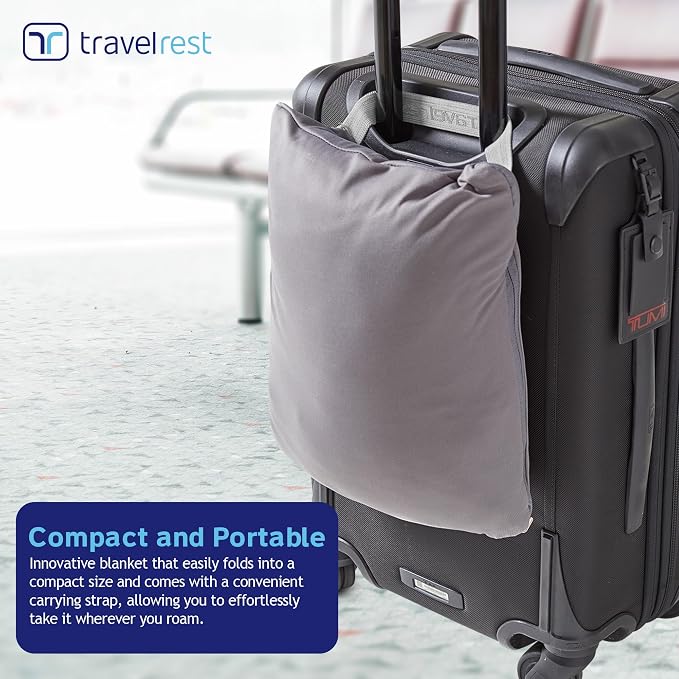 TRAVELREST 4-in-1 Travel Blanket - Comfort for Long Travel - Grey Regular | Travel Essential Pillow & Body Wrap, Soft Lightweight Blanket, Ultra-Plush Fabric, Portable Carry Case Fit For Luggage - Image 5