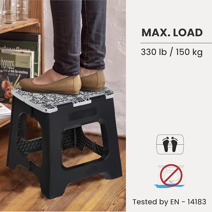 Vigar Compact Foldable Step Stool for Adults up to 330 lb, Rococco | 12-1/2 in Stool, Lightweight Design, Non Slip Folding Construction, Step Stool for Adults - Image 5