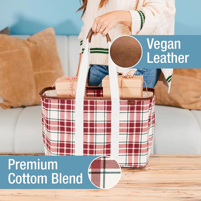 CleverMade Collapsible Tote LUXE, 30L Structured Tote Bag with Handles | Pack It All Without the Floppy-Bag Fight | Steel Rim Stays Open, Soft Grips Carry 30 lb, and Tote Folds to 1.5 Inches - Image 4