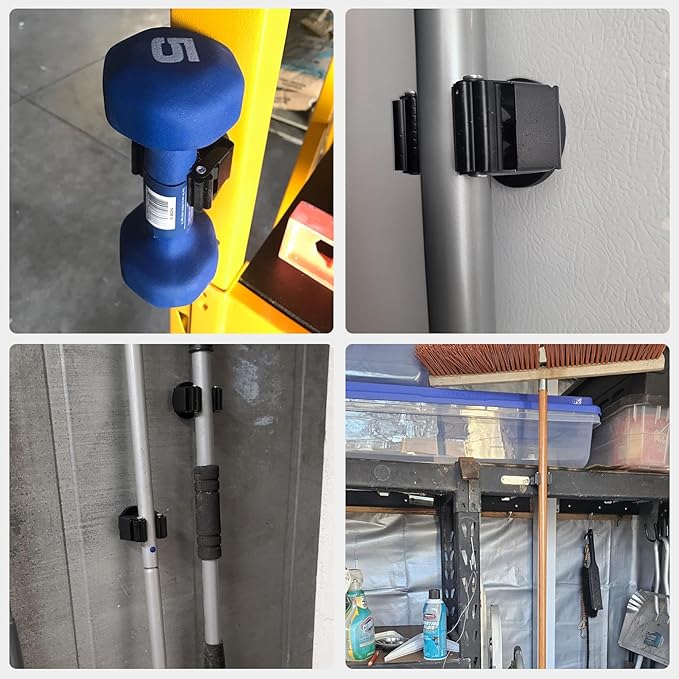MUTUACTOR Magnetic Broom Holder Heavy Duty,12lbs Magnetic Mount Broom and Mop Holder with Utility Grippers,2PCS Non-scratch Magnetic Tool Holder for Work Garage Laundry Kitchen RV Van Accessories - Image 6