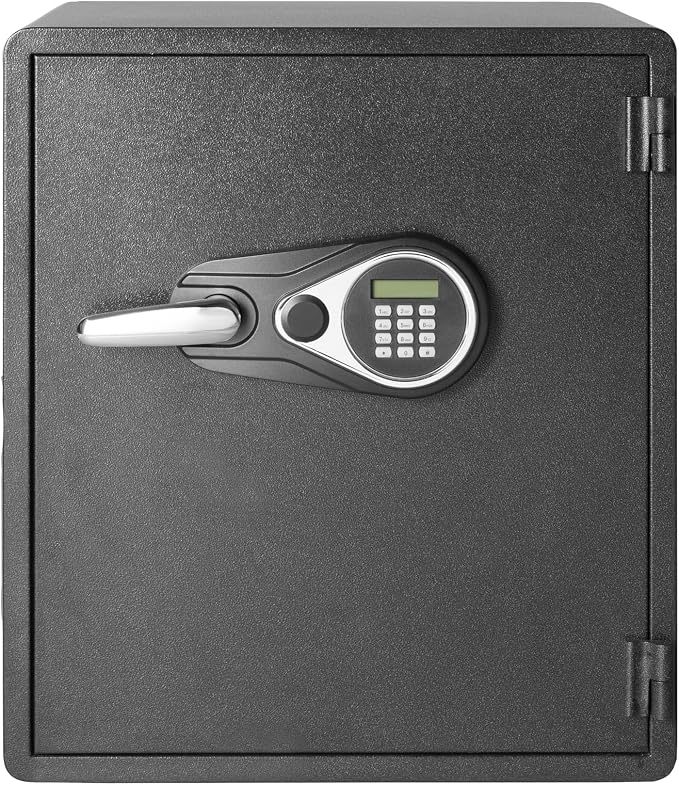 Amazon Basics Fireproof and Waterproof Safe Box with Digital Keypad Electronic Lock, Fire Resistant, Interior Lighting, Removable Shelf, for Home Use, 2.13 Cubic Feet, 24"H x 20.87"W x 19"D, Black - Image 4