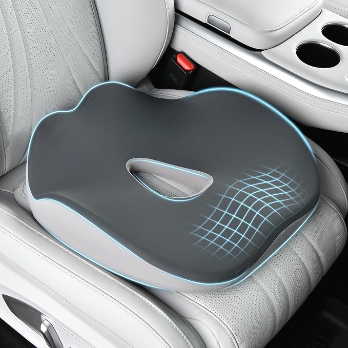 Coverado Car Seat Cushion with Memory Foam, Ergonomic Driving Seat Cushion for Sciatica, Tailbone, Back Pain Relief, Premium Non-Slip Washable Cushion for Car, Driver, Office, Wheelchair by COVERADOAUTO