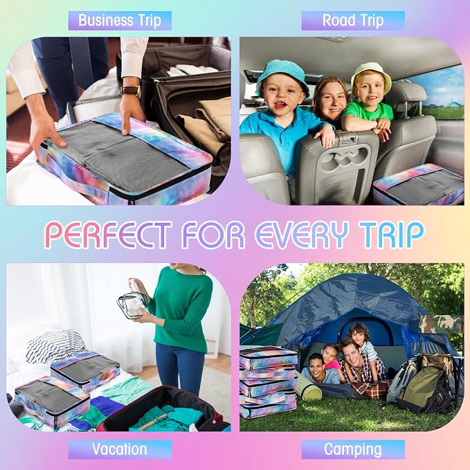 5 Pcs Packing Cubes for Suitcase Large Travel Cubes Carry on Luggage Organizer Bags for Clothes Accessories(S,Watercolor) - Image 8