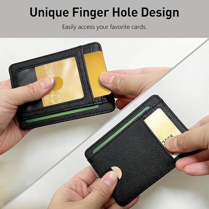 Slim Minimalist RFID Blocking Leather Wallet for Men and Women – Front Pocket Wallet, Compact and Stylish - Image 3