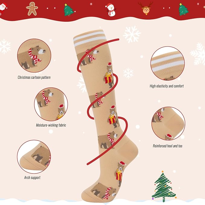 fenglaoda Compression Socks for Women Men 3 Pairs Graduated Compression Support Circulation Socks for Nurses - Image 5